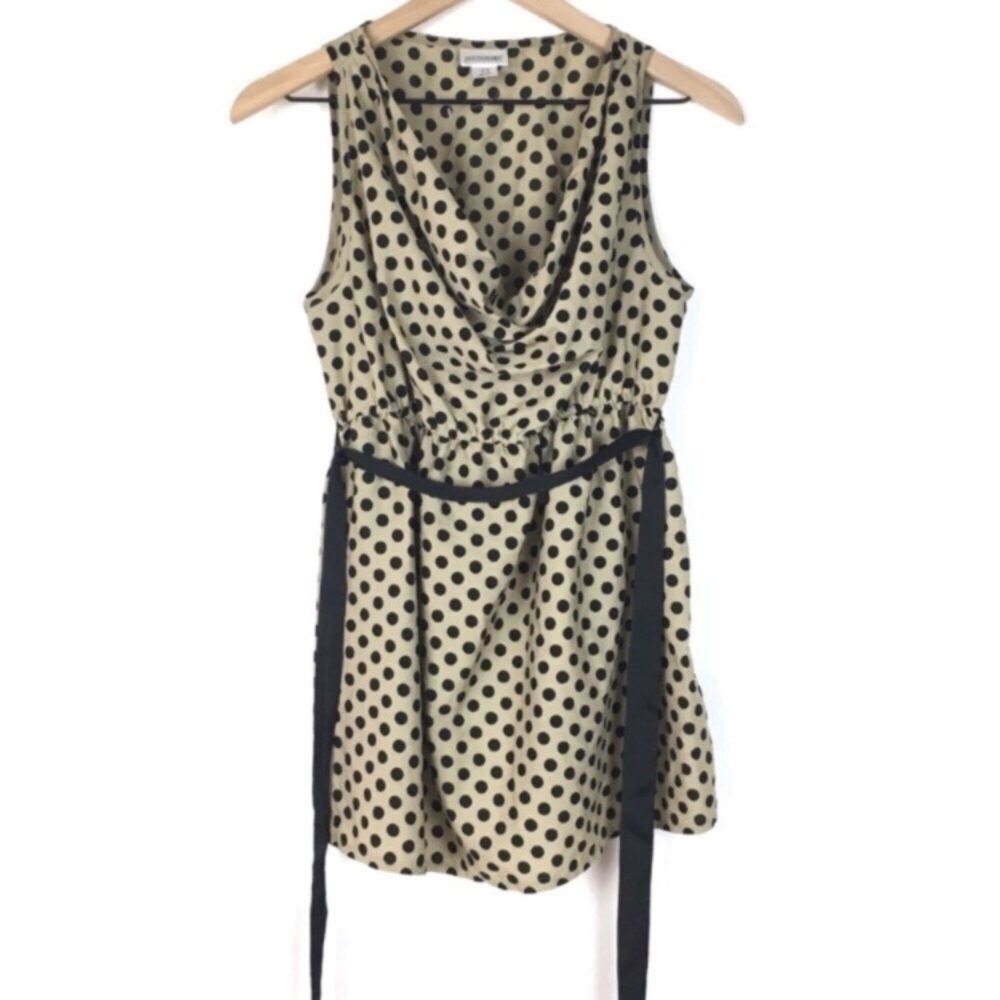 MOTHERHOOD MATERNITY Top Blouse Dot Cowl Sleeveless Lightweight Waist Tie Medium